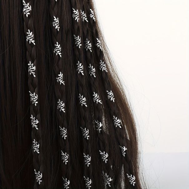 40-teiliges europäisches und amerikanisches Bestseller-Zubehör für DIY-Perücken und Dreadlocks, geflochtene Haarspangen in Blattform aus Metall_voghion.com