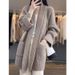 Korean style autumn and winter lazy style thick line plus size sweater cardigan elegant mid-length loose knitted thickened coat for women_voghion.com