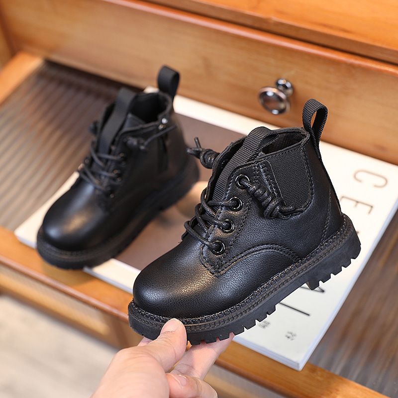 Botas cortas de cuero estilo británico para niños, otoño e invierno 2025, de color liso, a la moda, para niñas_voghion.com
