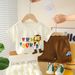 Set due pezzi alla moda per bambini, stile western, estivo, a maniche corte e girocollo, 2025, per neonati e bambini_voghion.com