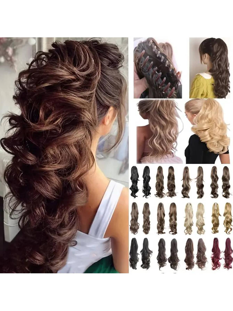 Offerte Speciali Synthetic Heat Resistant 22inch Long Curly Pony Tail In Hair Straight Claw Clip On Ponytail Extension_voghion.com