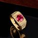 New PT950 Domineering Open With Red Plated Micro Inlaid Men's Ring_voghion.com