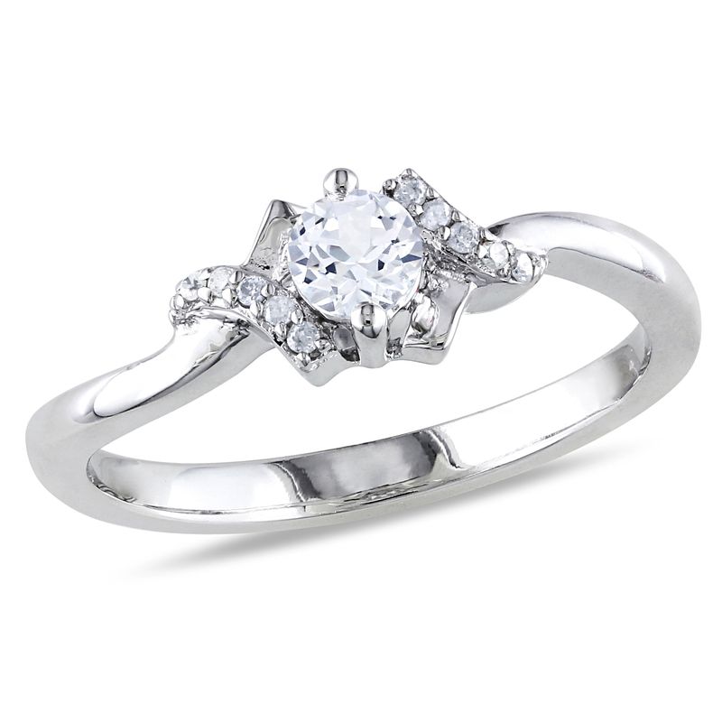 Miabella Damen 1/3 Karat T.G.W. Kreierter Crisscross-Verlobungsring mit weißem Saphir und Diamant-Akzent in Sterlingsilber_voghion.com