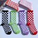 6 Pairs--Checkerboard Men's And Women's Fashion Street Brand Mid Tube Academy Style Cotton Skateboarding Socks_voghion.com
