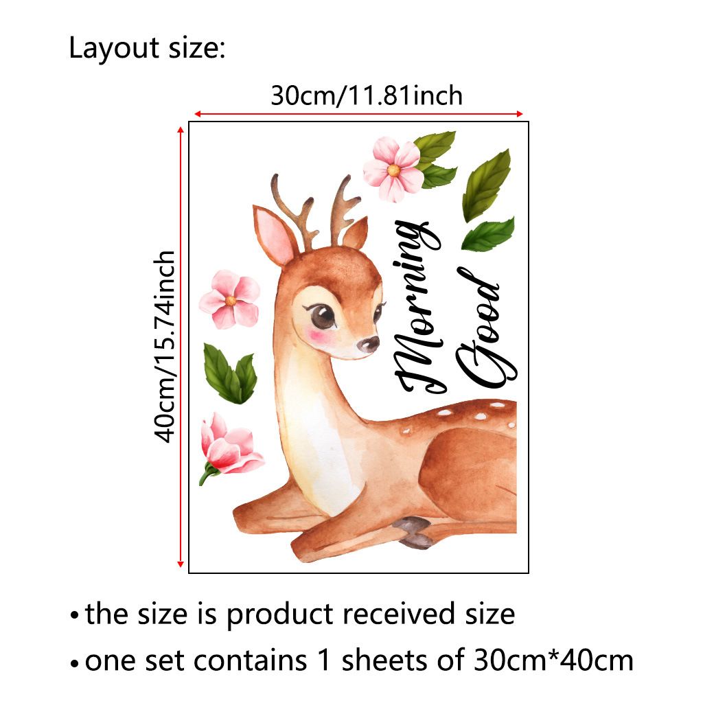 Cartoon gefleckte Hirsche selbstklebende PVC N1912 Wohnzimmer Schlafzimmer Hintergrund Dekoration Wandaufkleber_voghion.com