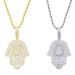 Collana Hip Hop Hamsa Palm Zircone Uomo Gioielli alla moda con diamanti_voghion.com