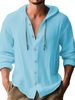 Ropa para hombre, nueva camiseta con capucha de primavera y verano para hombre, de algodón y lino de color liso, camisetas casuales de manga larga para hombre._voghion.com
