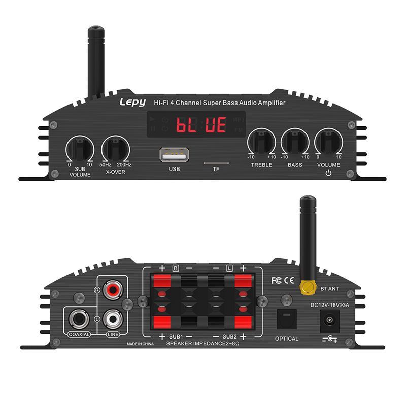 Výkonový zesilovač, optické vlákno, koaxiální vstup, 2.1 audio zesilovač, duální výstup pro subwoofer, 4 kanály_voghion.com