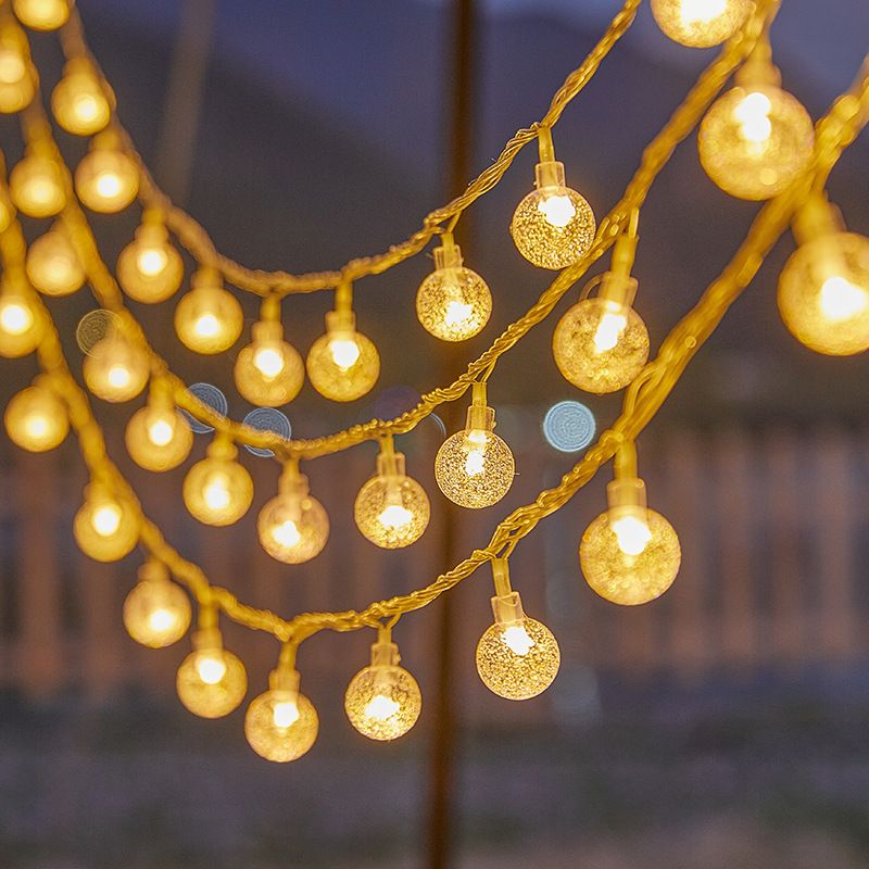 ​​Solar-Powered LED Bubble Ball String Lights – Outdoor & Indoor Decorative Lights (5M/20LEDs, IP65 Waterproof Solar/USB Charging, Button Control)​_voghion.com