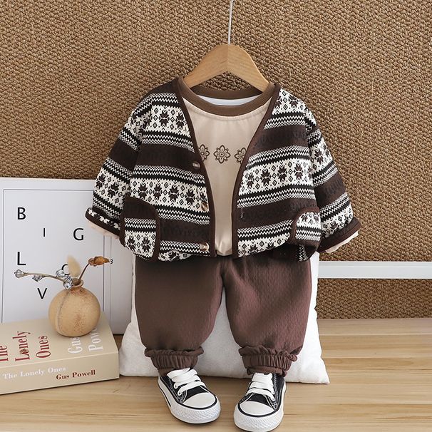 Koreansk version trendig kostym i bomull och linne pojkar enfärgad skjorta långärmad kofta i tre delar_voghion.com