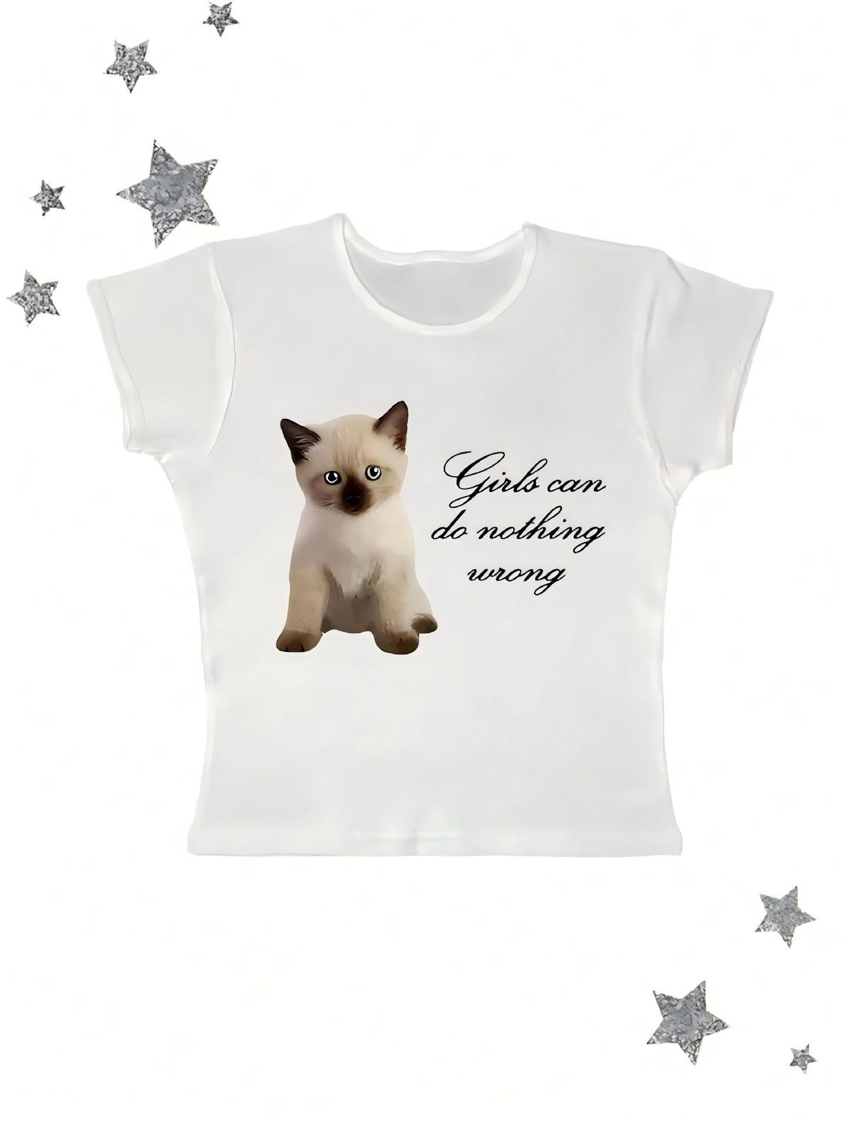 T-shirt court à manches courtes pour femme, style Y2K, imprimé animal chien, coupe slim, noir, sexy et tendance._voghion.com