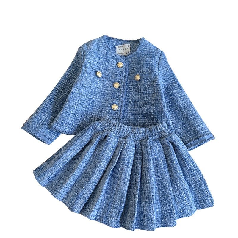 Girls' Little Style 2024 Spring Autumn New Fashion Jacket And Skirt Two-Piece Set Cross-Border Dropshipping_voghion.com