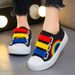Mother & Kids Children's canvas shoes 2024 spring and autumn new sports shoes for girls kindergarten baby rainbow sneakers for boys white shoes_voghion.com