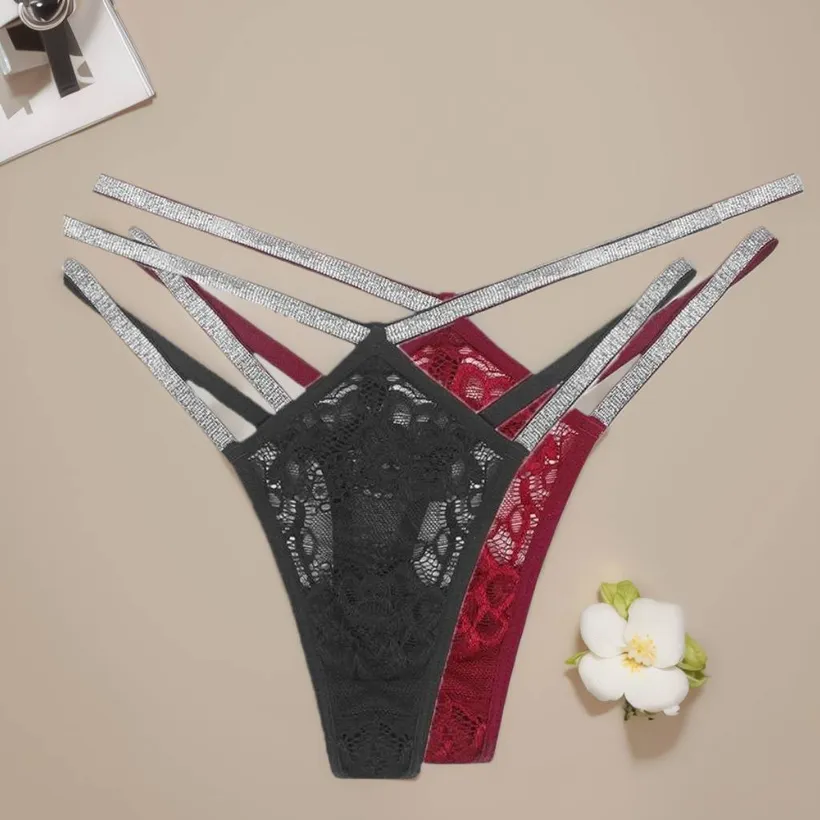 Women's Sexy and Pure Underwear Lace Mesh Traceless Adjustable Slim thong thongs_voghion.com