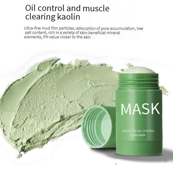 Trattamenti e maschere Maschera detergente solida al controllo dell'olio di tè verde Maschera di fango Restringi i pori Idratante Tipo a sbavatura_voghion.com