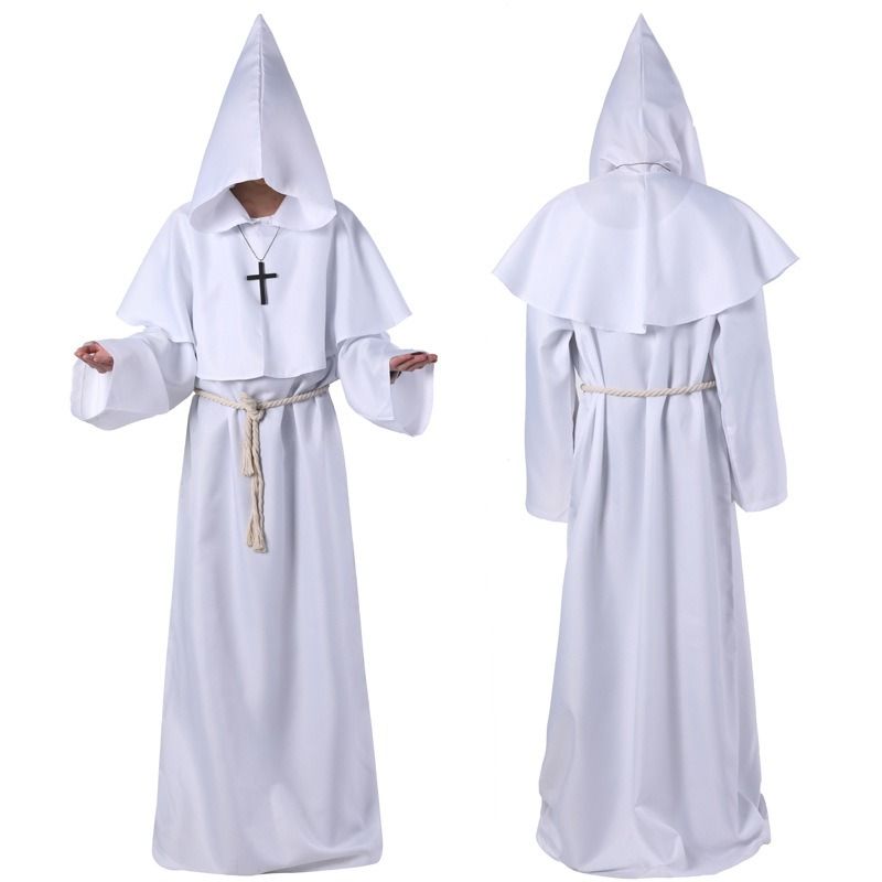 Halloween Cosplay Costume Medieval Monk Costume Monk Robe Wizard Costume Priest Costume COS Costume Stage Costume_voghion.com