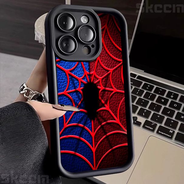 Asiņaina zirnekļa raksta dizaina silikona mīksts tālruņa maciņš priekš iPhone 16 Pro Max 15 14 13 12 11 7 8 Plus X XR XS objektīva aizsargapvalks_voghion.com