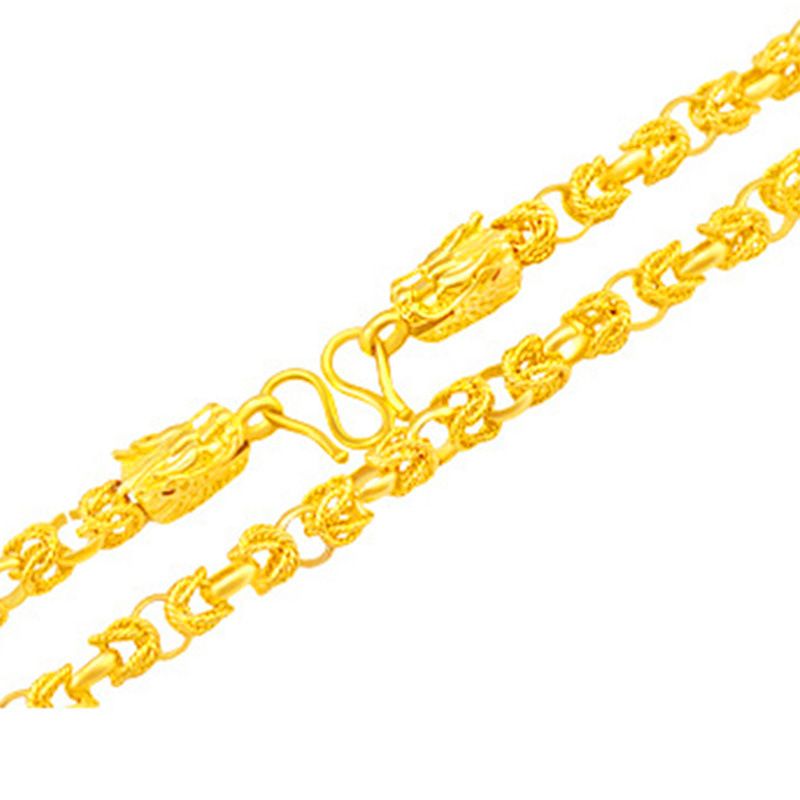 Head Spring Necklace Men's China Dragon King Air Chain Plating Real Gold Anti Allergy Fade_voghion.com