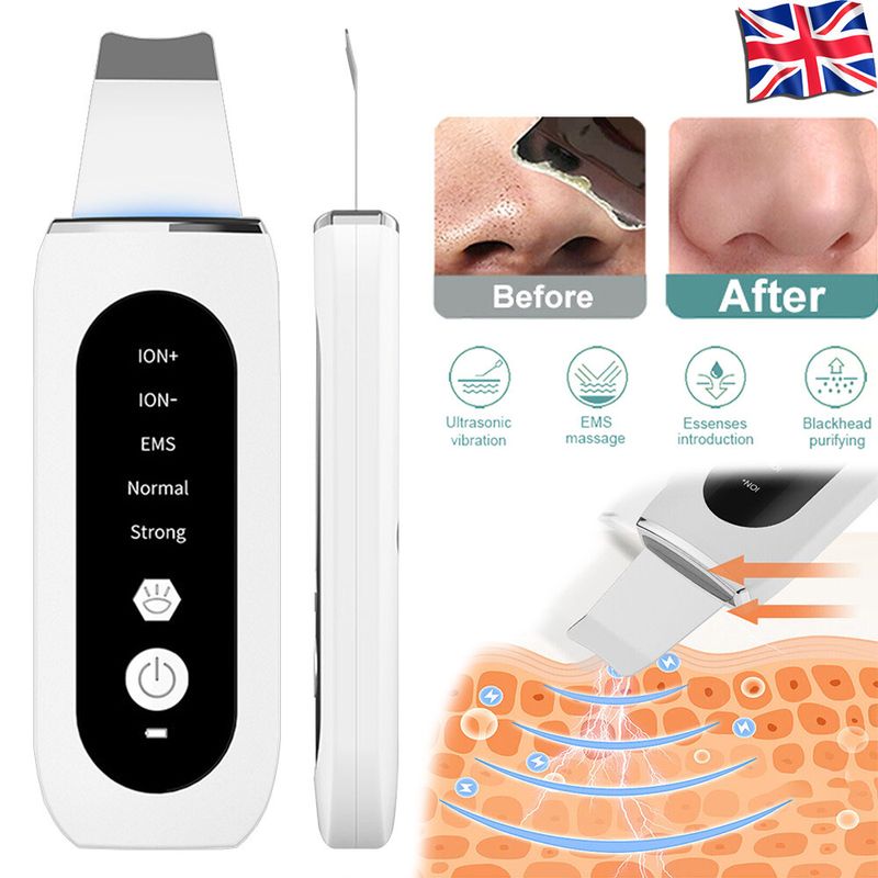 Ultrasonic Facial Scrubber Skin Pore Deep Cleanser Blackhead Spatula Remover UK_voghion.com