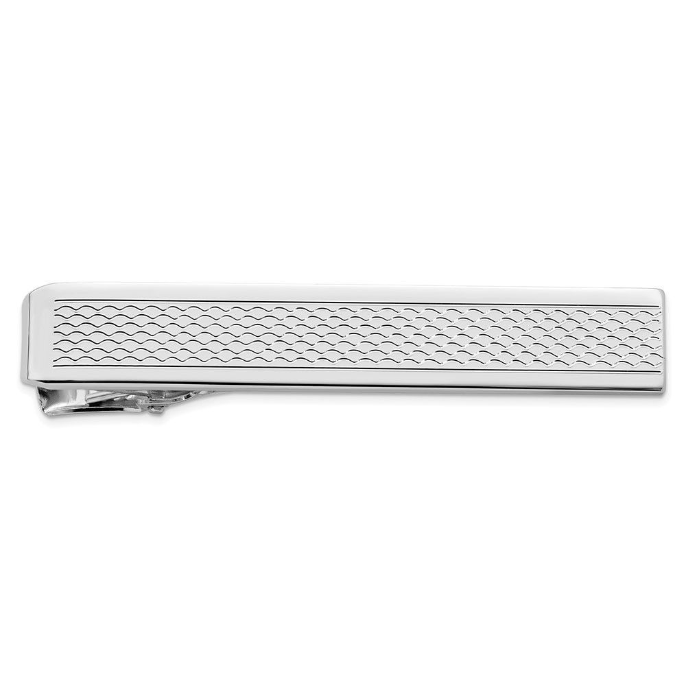 Kelly Waters Rhodium-plated Patterned Tie Bar_voghion.com