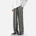 Pantaloni casual cu dungi verticale alb-negru texturați pentru bărbați, pantaloni largi, cu drapaj, pentru ștergere, pantaloni largi cu picior larg_voghion.com