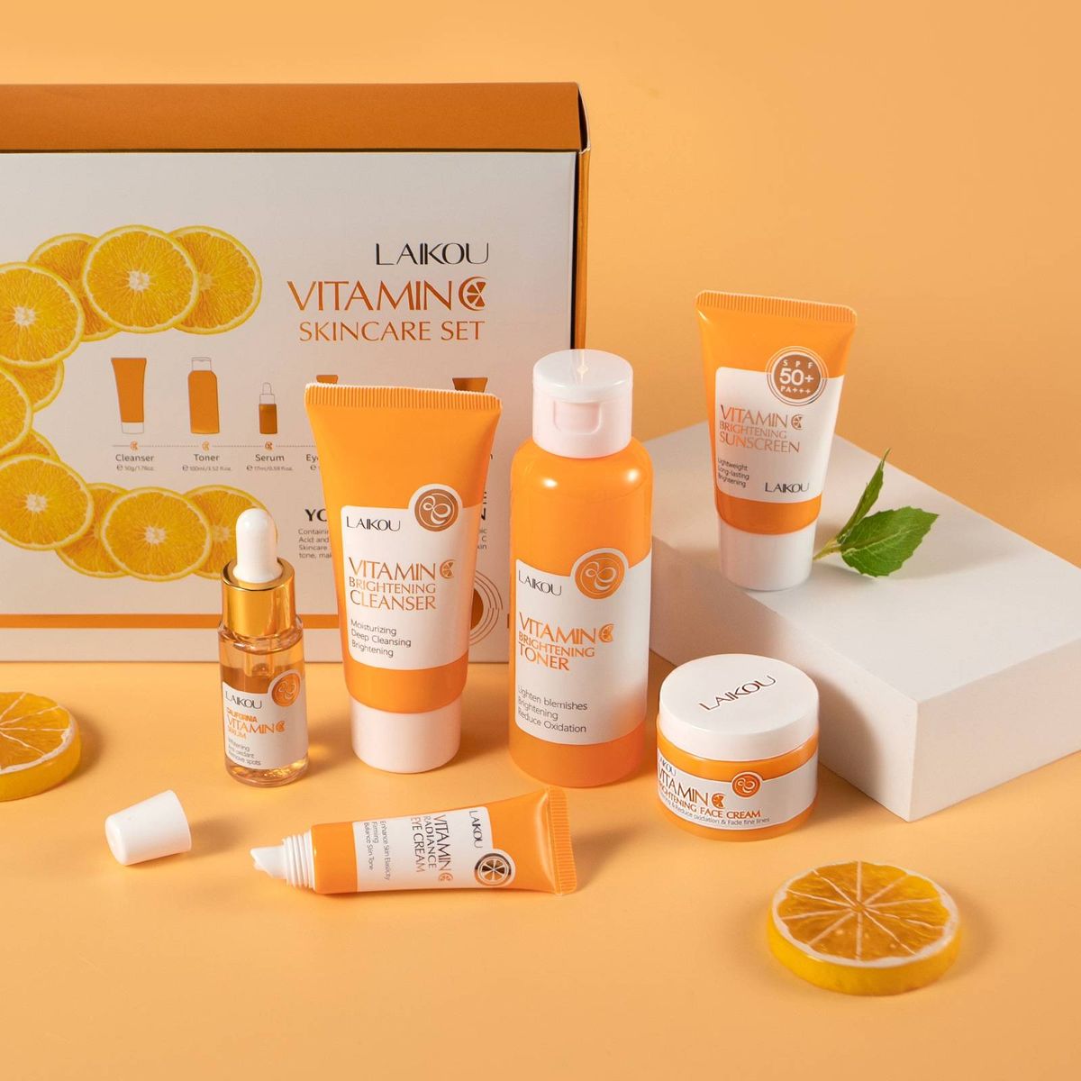 Sets New Product LAIKOU Vitamin C 6 Piece Skin Care Kit Hydrating, Moisturizing And Brightening Skin Color_voghion.com