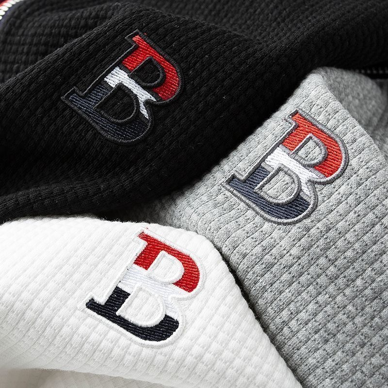 Men's Clothing 2024 Spring And Autumn New Zipper Stand Collar Embroidered Waffle Casual Sweatshirt_voghion.com