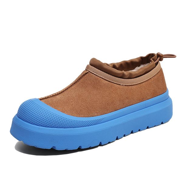 Scarpe da uomo invernali Internet Celebrity Hot Style Suede Suola spessa Alzante Lazy Slip On Versatile Stivali da neve Coppia Scarpe in cotone di colore a contrasto_voghion.com