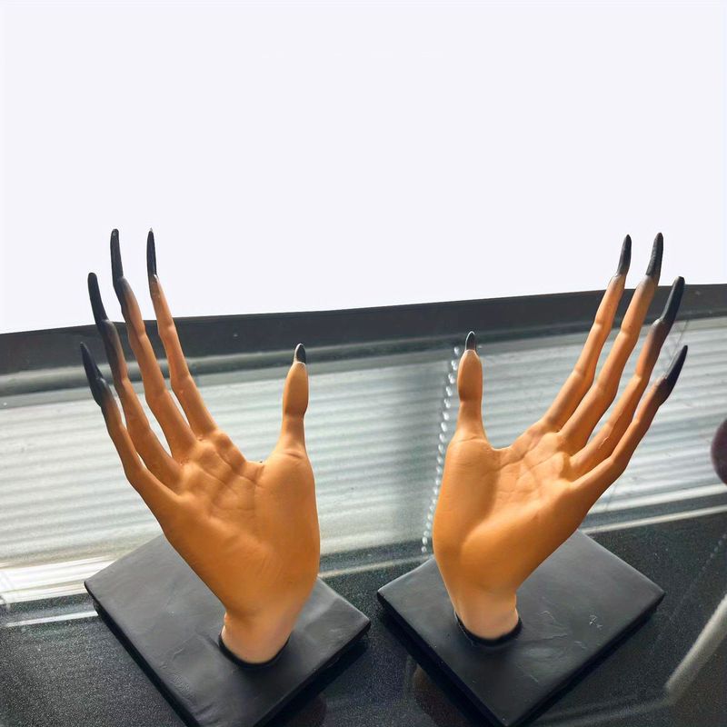 2 unids/set soporte para libros de mano de bruja, decoración de estantería de mano de bruja de resina, mano de demonio de terror de Halloween, manualidades divertidas, decoración de estantería de escritorio_voghion.com