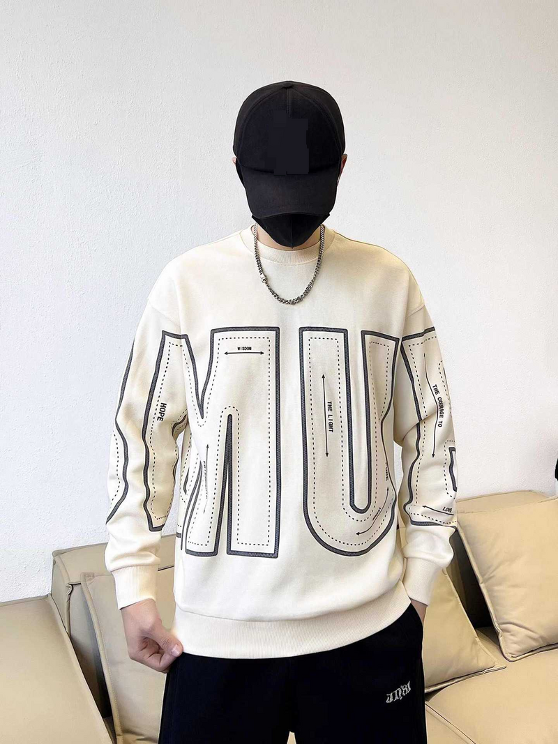 Sweat-shirt à col rond pour homme, haut de gamme, design de ligne de lettres, automne, nouveaux hauts à manches longues, vêtements pour hommes_voghion.com