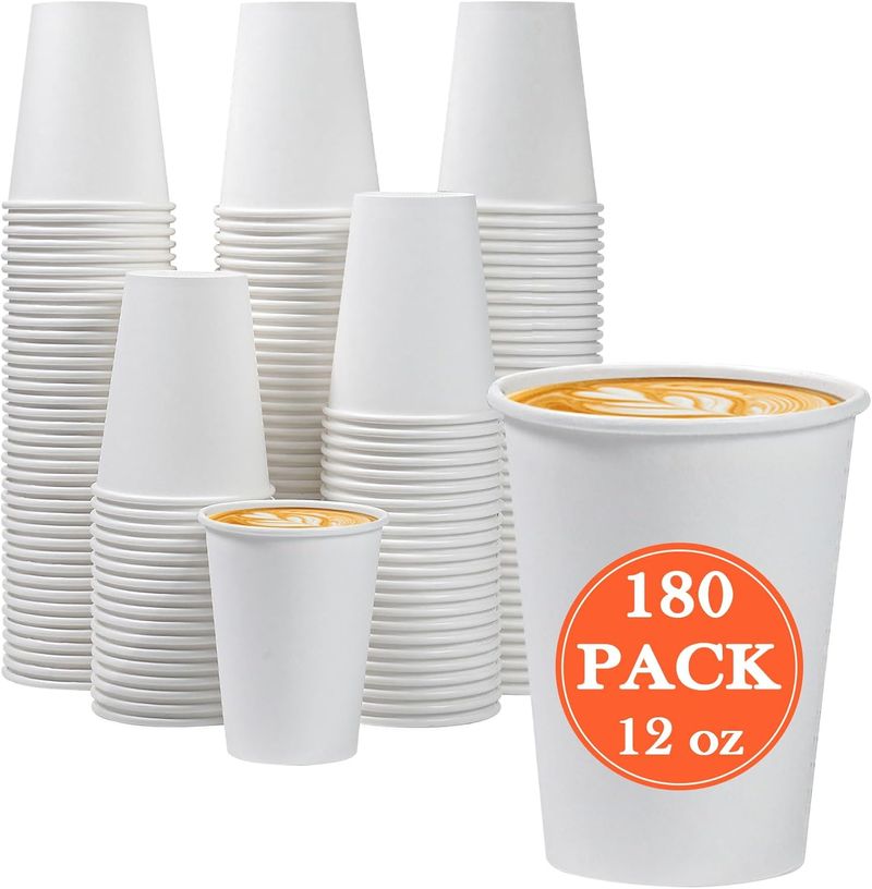 coffee Disposable Paper Hot Or Cold Drinks, 12 Ounce (approximately 340.2 Milliliters) White Beverage_voghion.com