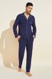 Männer Benotzerdefinéiert Schlofkleeder Pama Onesie Roben Nuetskleeder Flanell Fleece Broderie Hotel Bademantel Pamas Einfache Unisex OEM_voghion.com