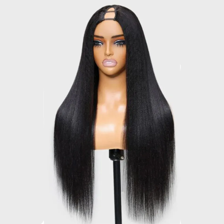 100% Human Hair V Part Straight Machine Made Wig Peruvian Remy Human Hair for Women_voghion.com