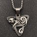 Collana con ciondolo a forma di gatto con nodo celtico Triquetra da donna, set di catene punk retrò vintage cool_voghion.com