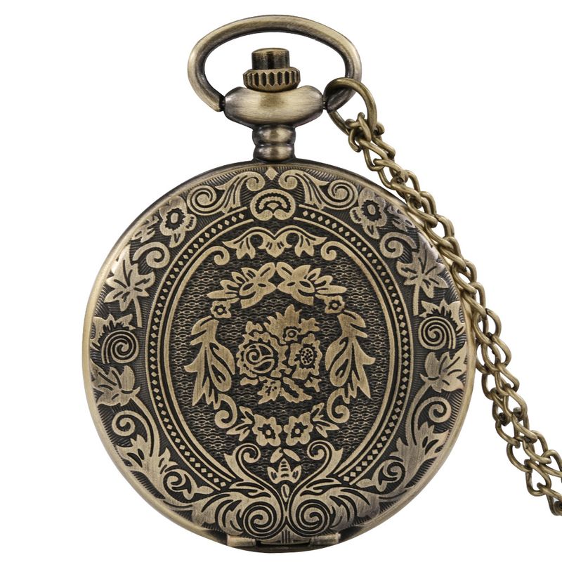 Relógio de bolso vintage clássico vintage esculpido em concha de quartzo relógio de bolso masculino e feminino estudantes casal relógio pendurado_voghion.com