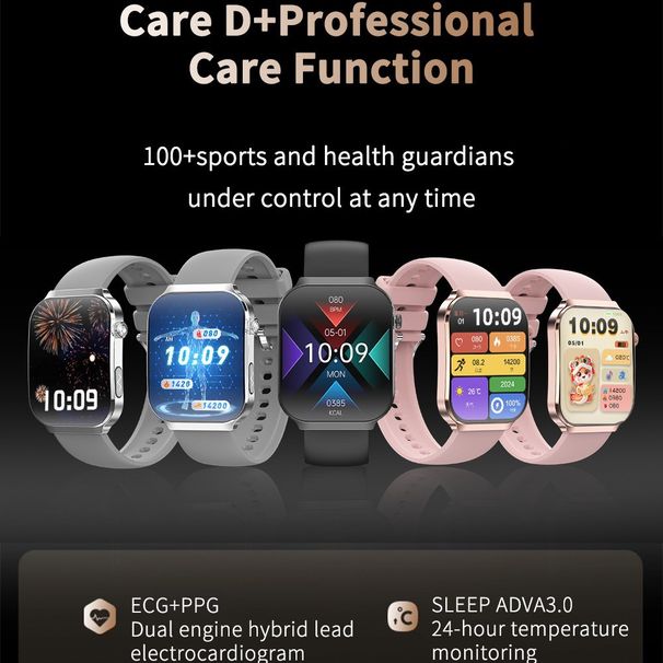 U21 Smartwatch ECGPPG ECG Temperatuurbewaking Bloedlipiden Bloedglucose Bloed 350Mah Sport Smartwatch_voghion.com