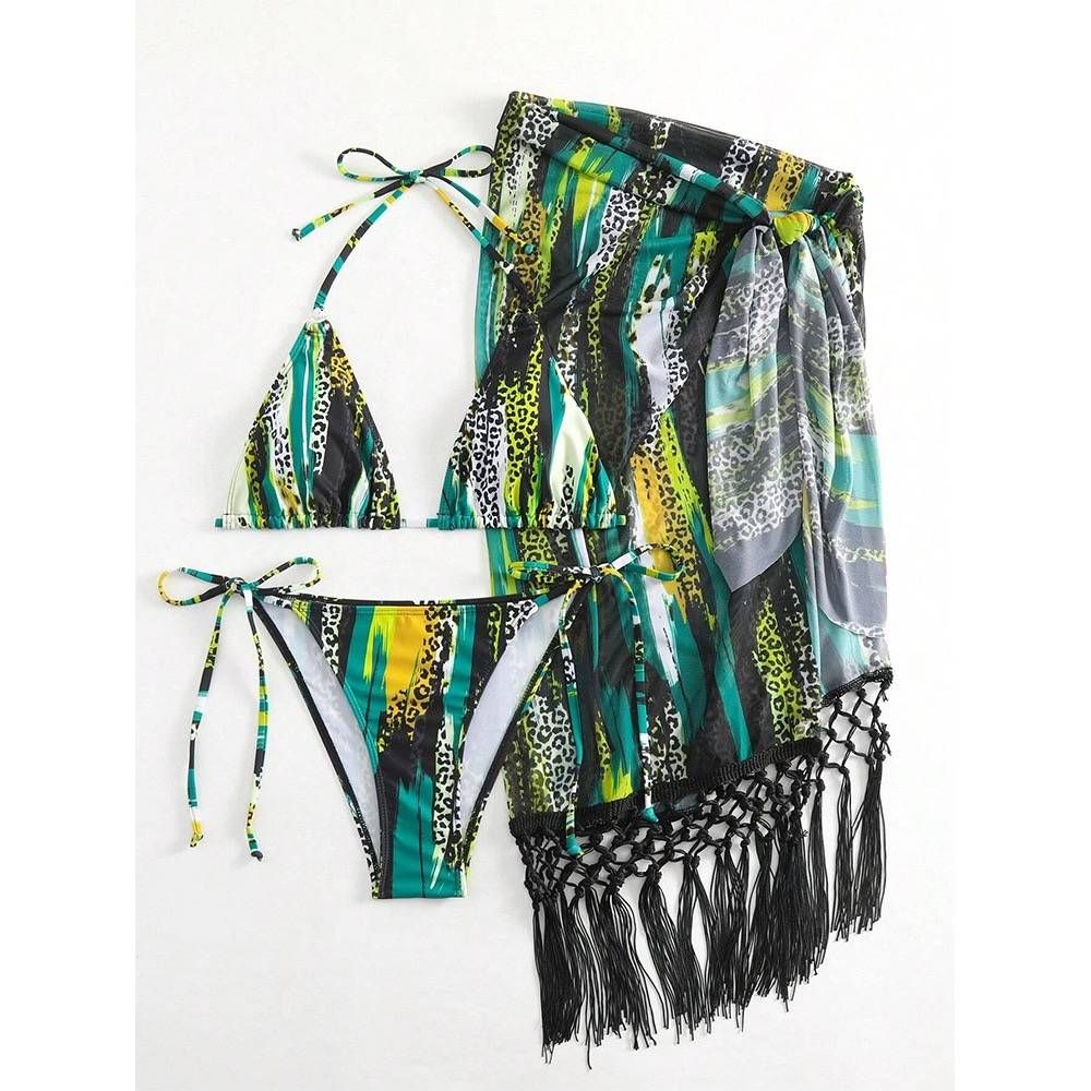 2024 New Swimsuit European and American Sexy Bikini Mesh Mask Top Three piece Split Women's Swimsuit Bikini_voghion.com