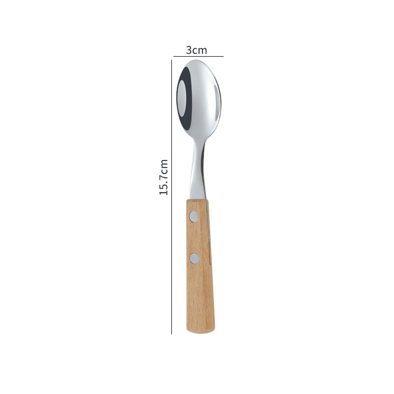 Outdoor Tableware 304 Stainless Steel Log Handle Steak Western Food Knife Fork Spoon Gift_voghion.com