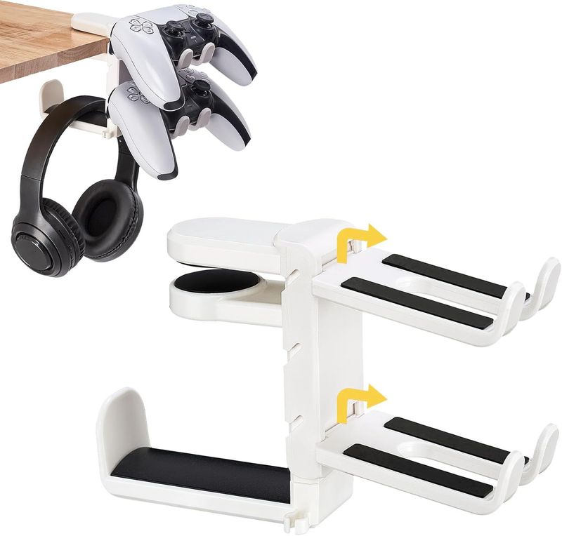 3-in-1-Rotatable Gaming Accessories Headphone Holder, Detachable Holder For Controller & Cable Organizer, Gaming Accessory Controller Stand_voghion.com