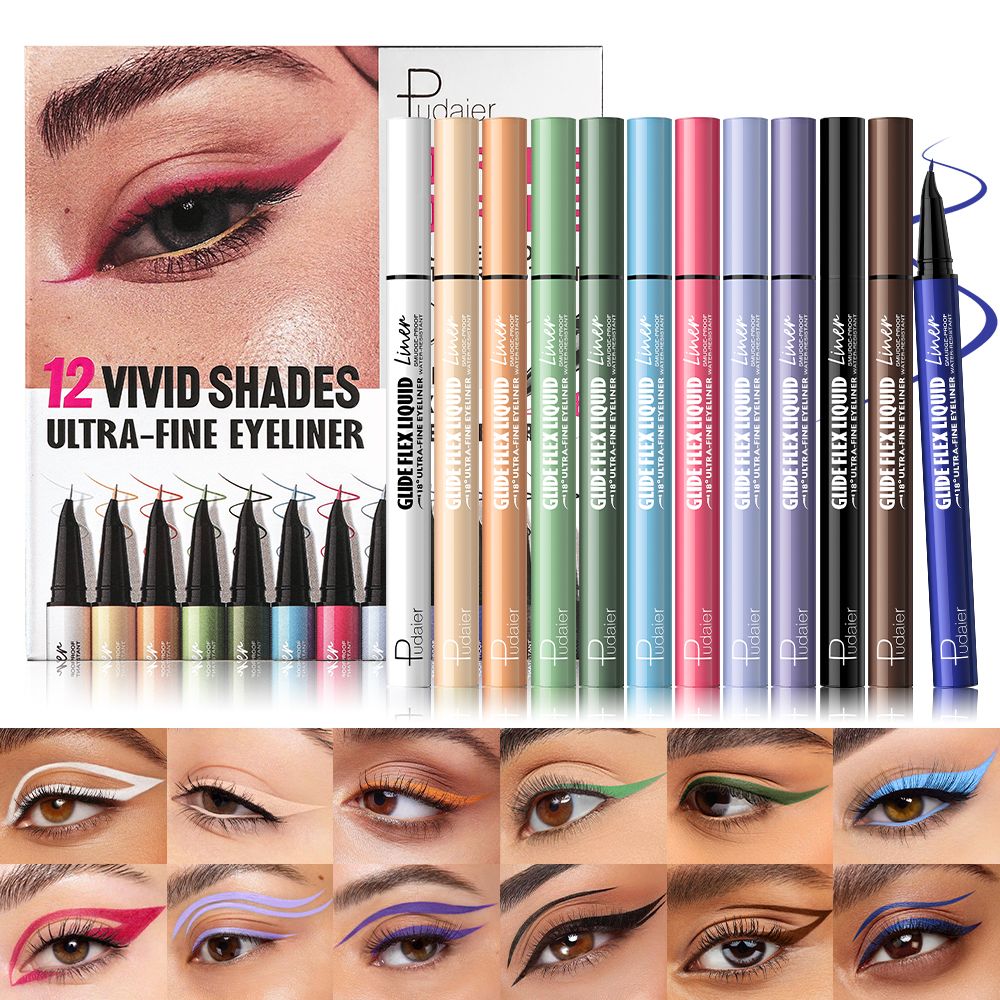 12pcs Colored Eyeliner Set - Long-Lasting, Waterproof, Non-Fading & Non-Smudging, Beginner-Friendly, Ideal For Stage & Daily Makeupr_voghion.com