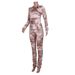 Women's Autumn New Printed Ruched Casual Long Sleeve Top And Pants Two-Piece Set_voghion.com