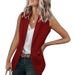 Ärmelloser Blazer für Damen, Sommer, neue lockere Passform, lässige Bürokleidung, einfarbig, gekerbtes Revers, offene Vorderseite, Strickjacke_voghion.com