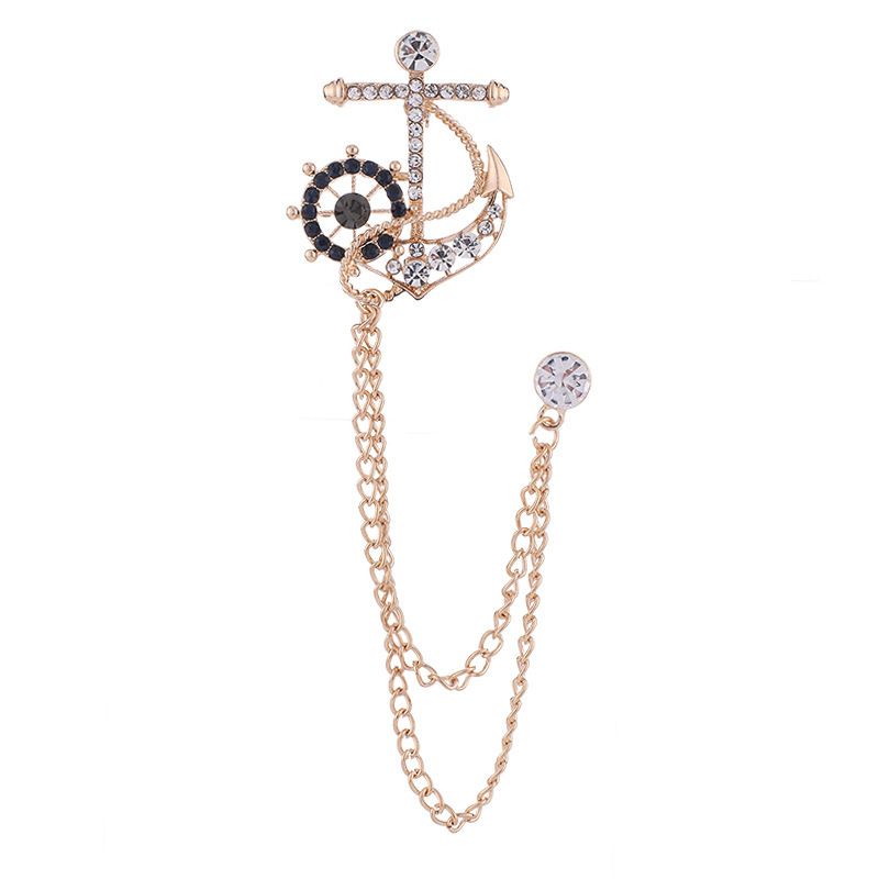 Designer men's high-end suit cross brooch personalized trendy suit collar pin tassel accessories_voghion.com