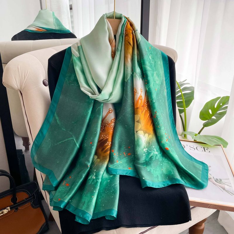 New Women's Spring/Summer Korean Version Fashion and Elegant Style Shawl Dual-purpose Simulation Silk Scarf for Seaside_voghion.com