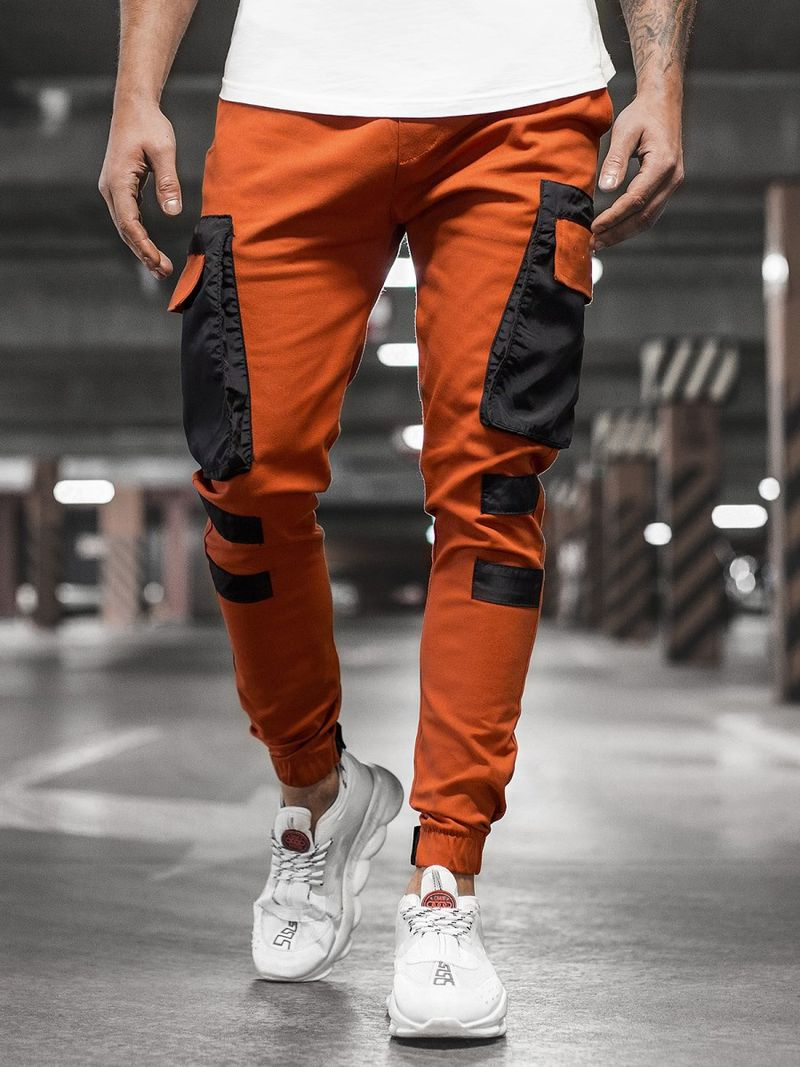Lässige Sporthose für Herren, gewebte Taschennaht, Kordelzug, Freizeithose_voghion.com