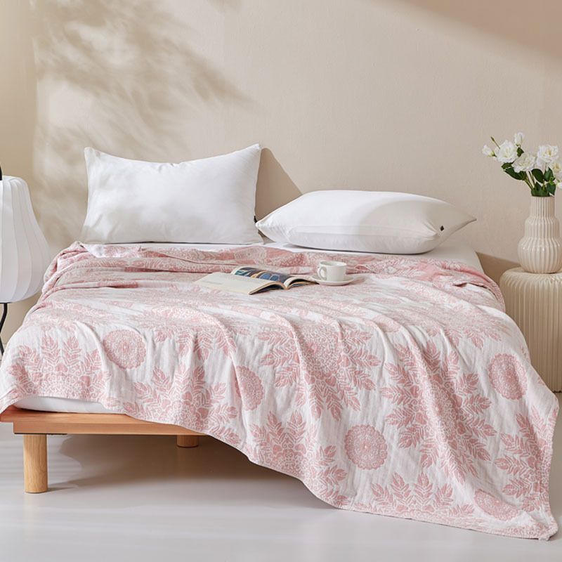 Three Layer Pure Cotton Gauze Blanket Double Thin Air Conditioning Blanket Nap Blanket Cotton Breathable Leisure Blanket Summer Pastoral Bed Sheet_voghion.com