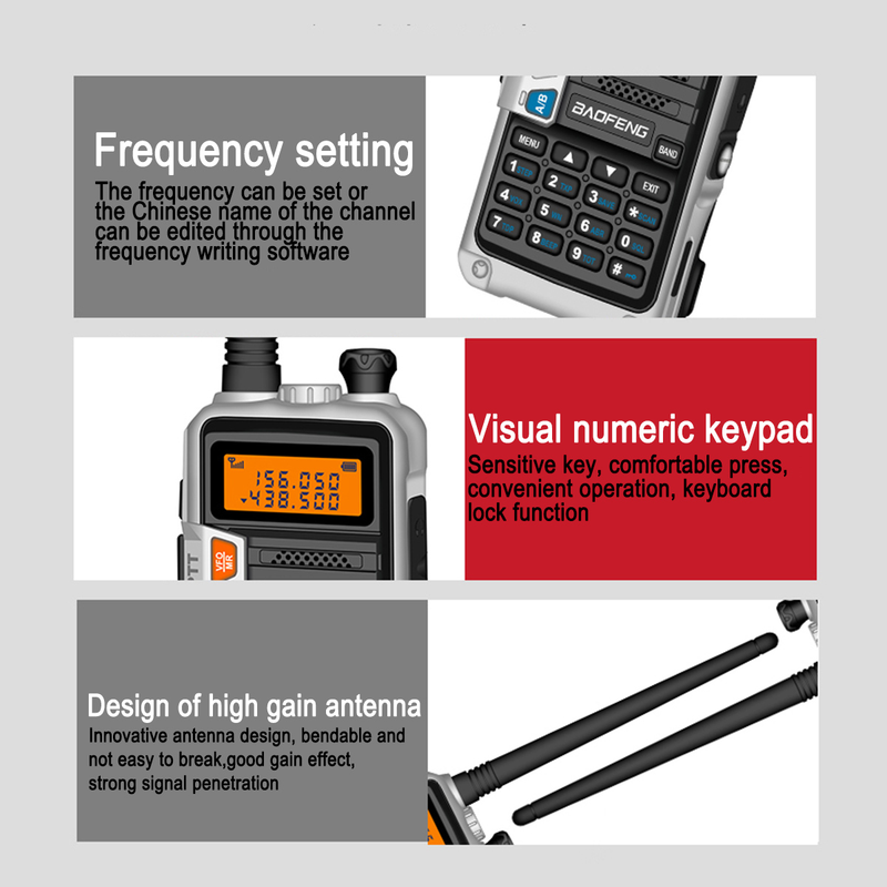 Baofeng UV-S9plus High-power Handheld Walkie Talkie EU Plug UV Dual Band Transceiver Long Range Two Way FM Radio with Flashlight Function _voghion.com
