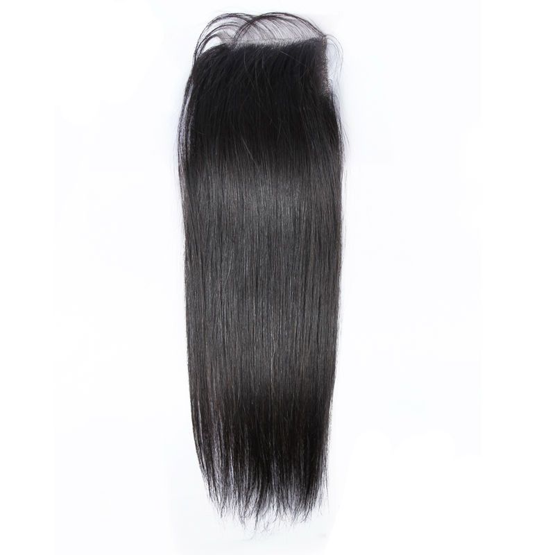 Straight Lace Close Human Hair 4X4 Free Part Close 150% Density Brazilian Virgin Hair Swiss Lace Top Κλείσιμο_voghion.com