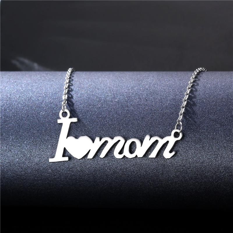 I Love Mama Letter Necklace for Mom New Fashion Stainless Steel Choker Necklace for Women Jewelry Mother's Day Gift_voghion.com
