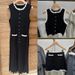 Women's Clothing Single Niche Spring And Summer Flower Pearl Button Contrast Trim Round Neck Sleeveless Knitted Sweater Dress 25148_voghion.com